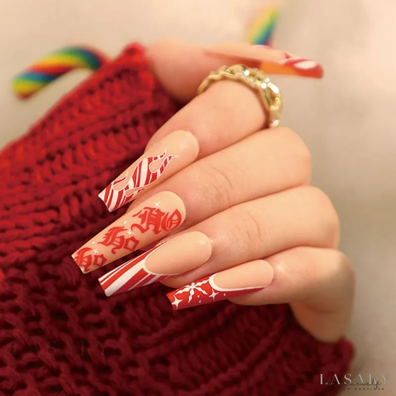 Lasaky Wearable nail art flame snowflake Christmas wearable nail long